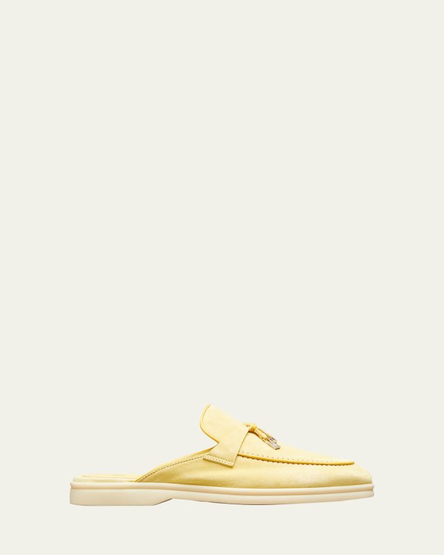Suede Charm Tassel Loafer Mules